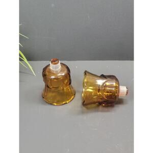 2 Vintage Votive Pegged Cups, Amber Tulip Homco, Candle Holders, Home Interior